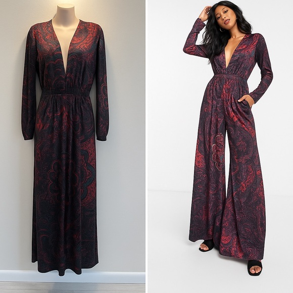 Free People Pants - Free People Giselle Velvet jumpsuit in Dark Combo L